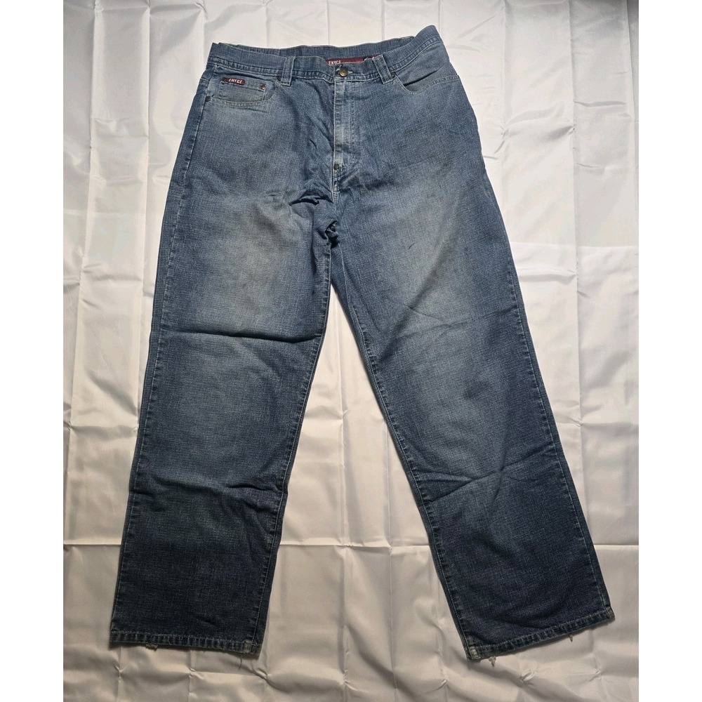 Vintage‎ 2000s Enyce Embroidered Baggy Wide Leg Denim Jeans Y2K Men's 38x32  F72